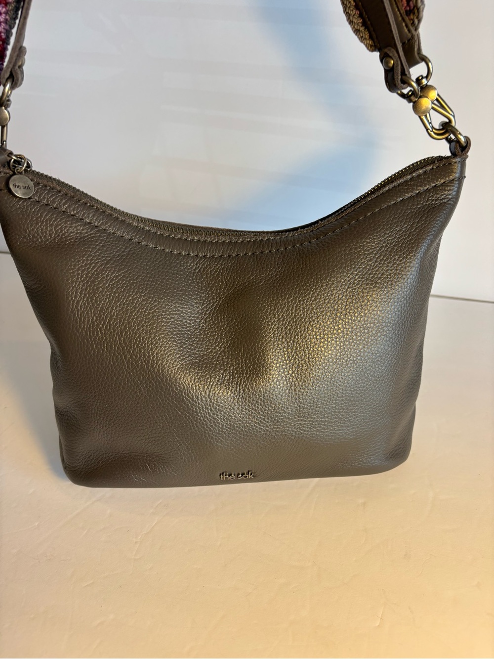 the sak Jasmine Pebbled Leather Hobo Bag in Slate